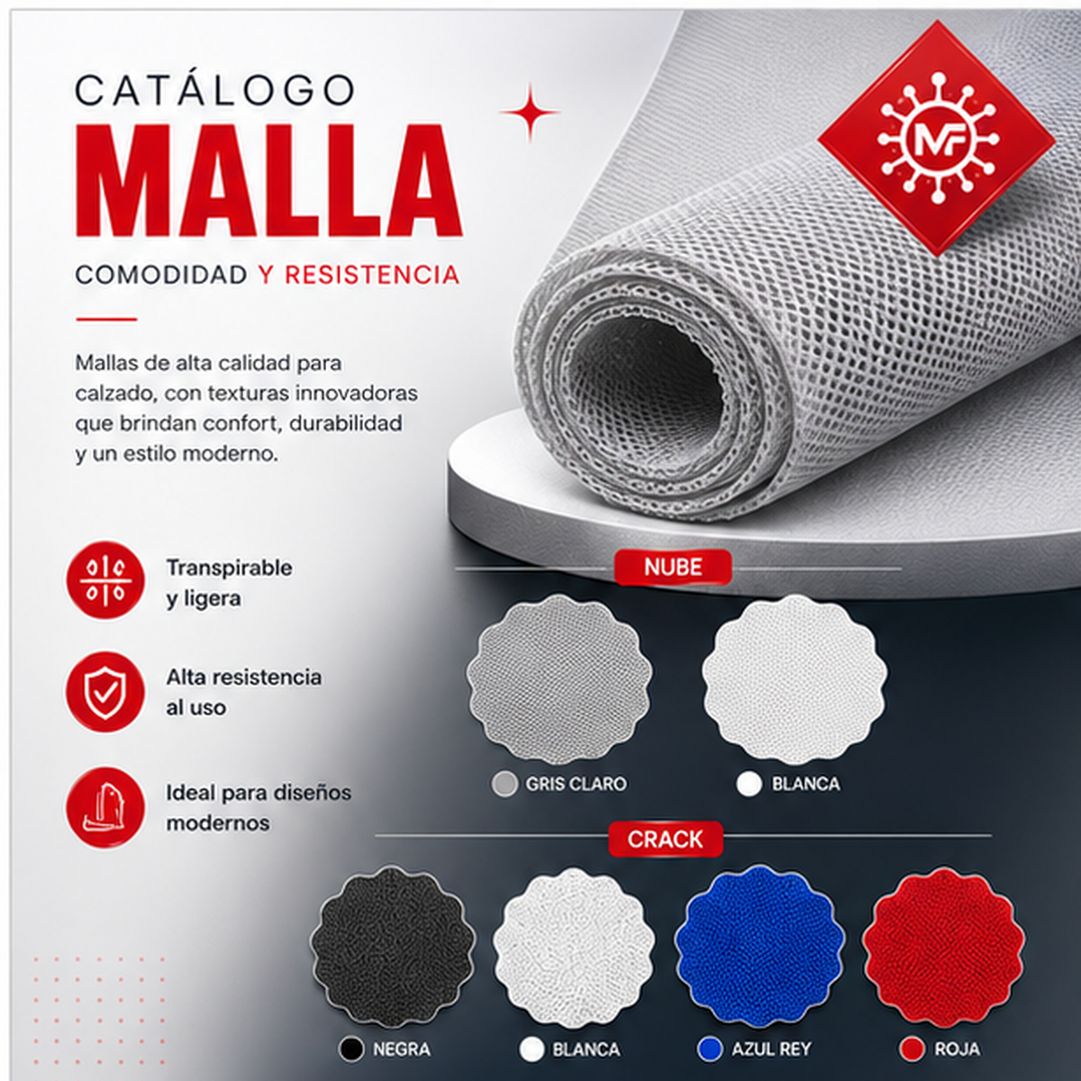 Catálogo Malla — materiales para calzado