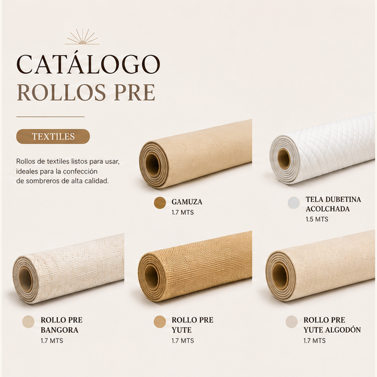 Catálogo Rollos Pre-formados — textiles para sombrero